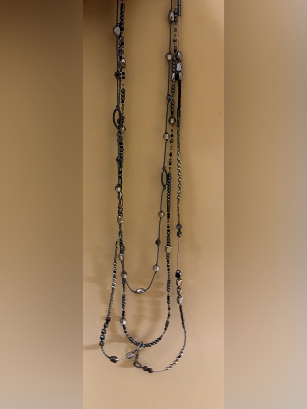 * Silpada Dewdrops Multi-Strand Sterling Hematite Bead Necklace N2097 *
